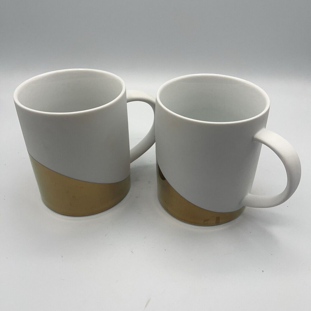 Starbucks 2012 White China Matte & Copper Metallic Holiday Mug 14Fl. Oz. - Set 2
